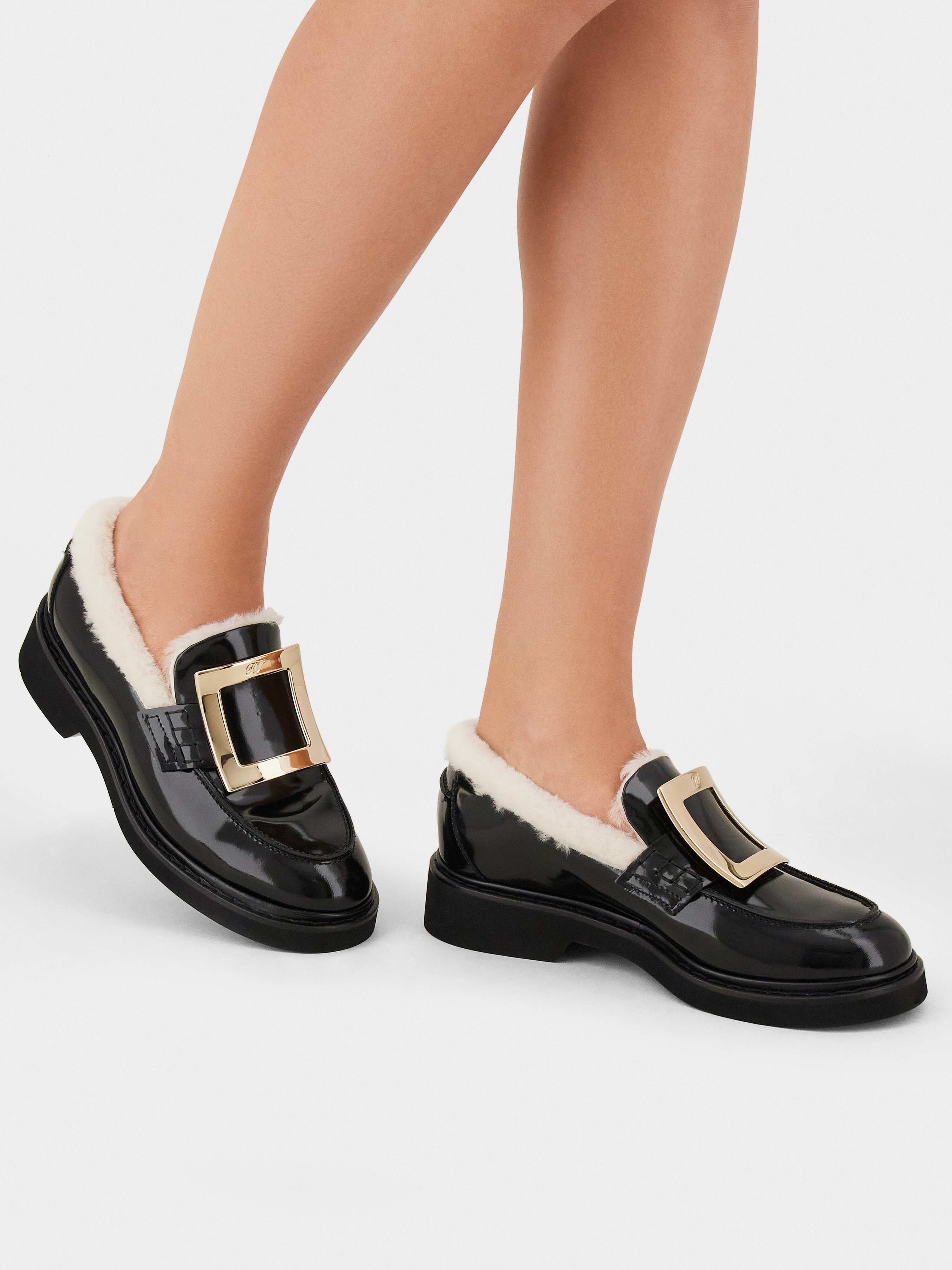 Viv' Rangers  Metal Buckle Fur Loafers in Patent Leather - 8