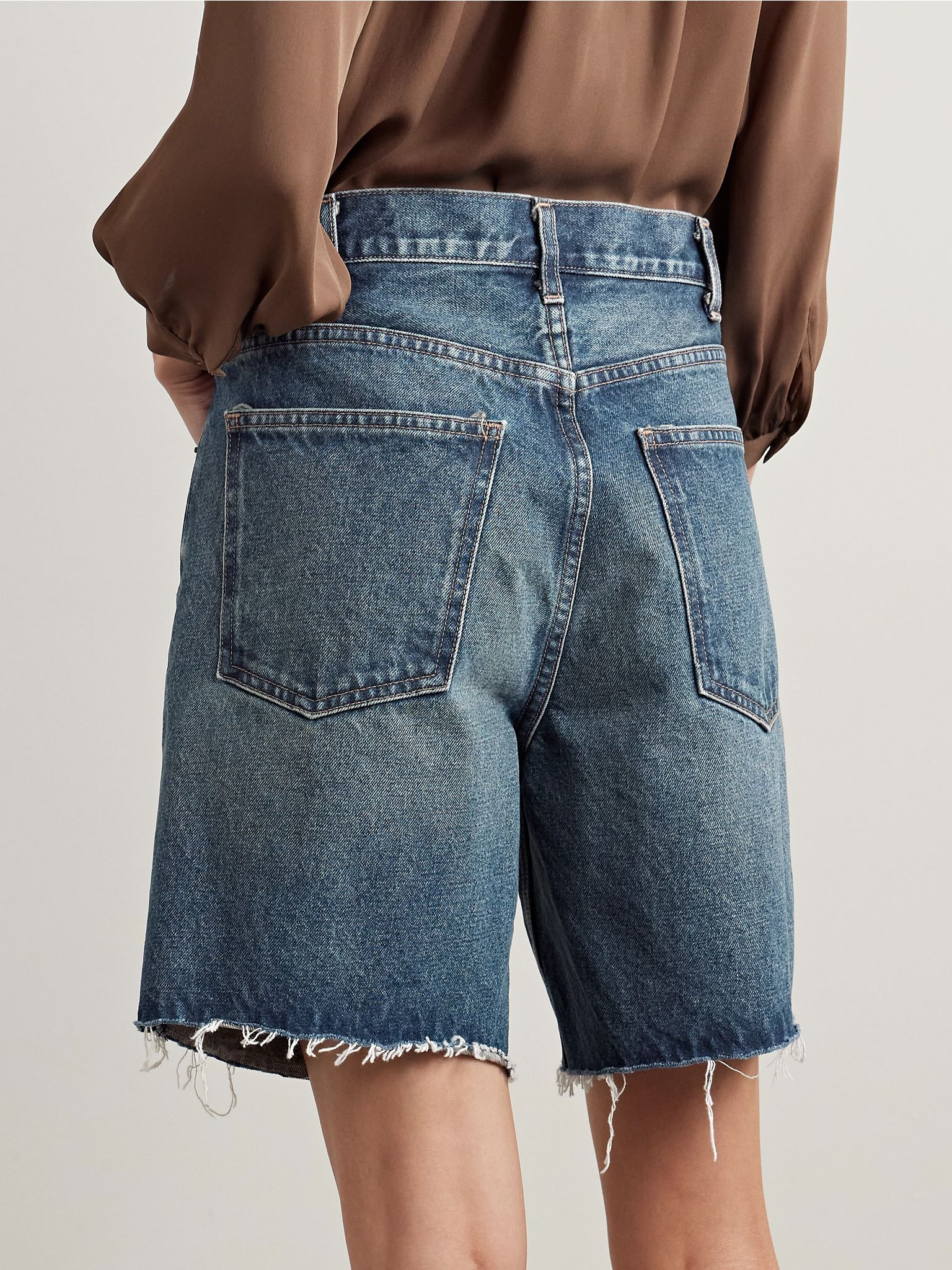 Russel frayed denim shorts Dark denim - 4