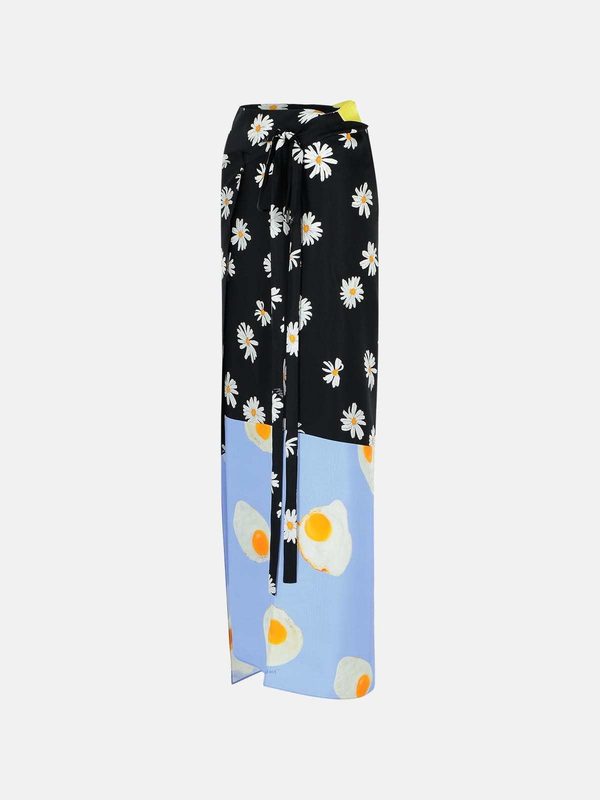 'PATCHWORK' BLACK SILK SKIRT - 2