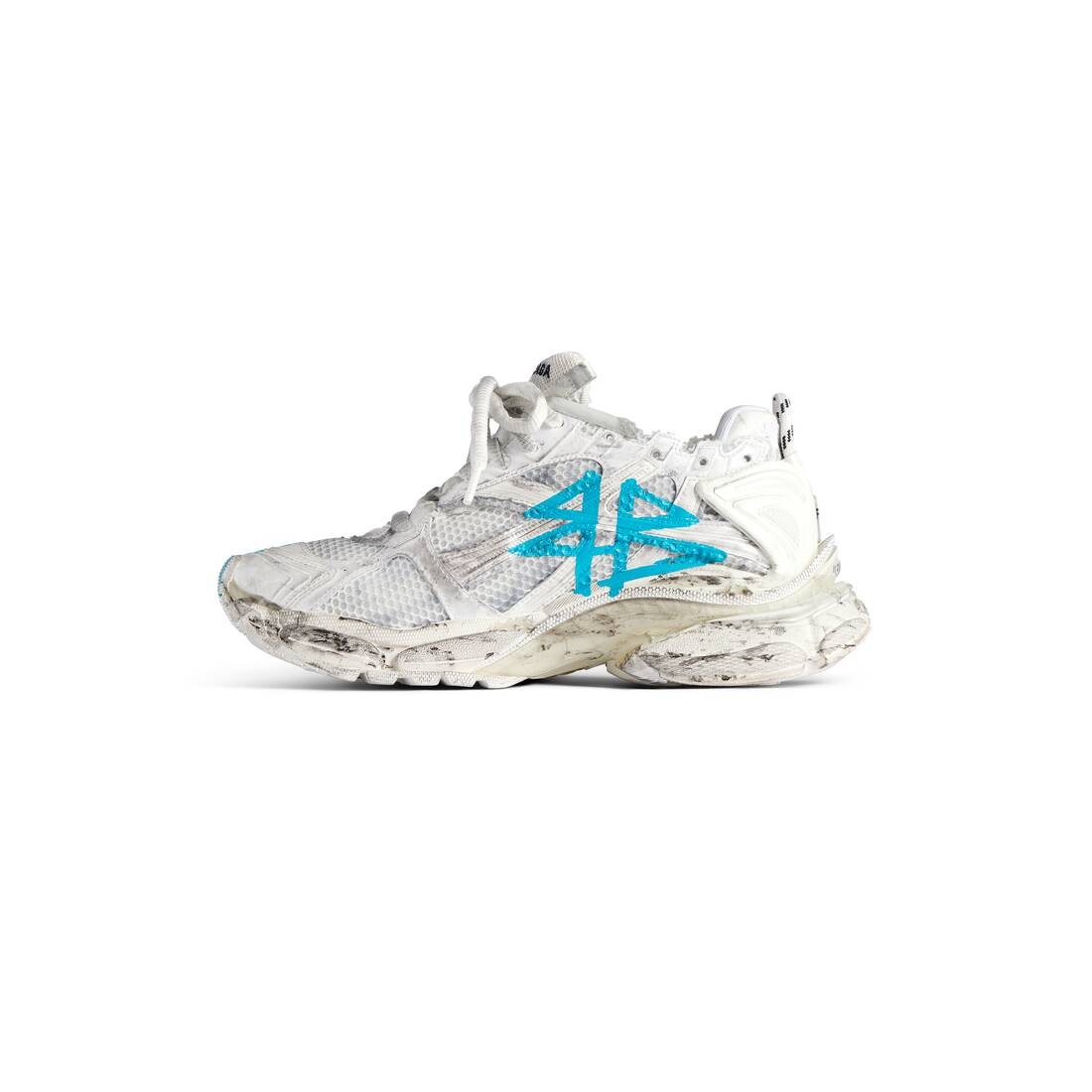 Men's Runner Graffiti Sneaker in White/blue - 4