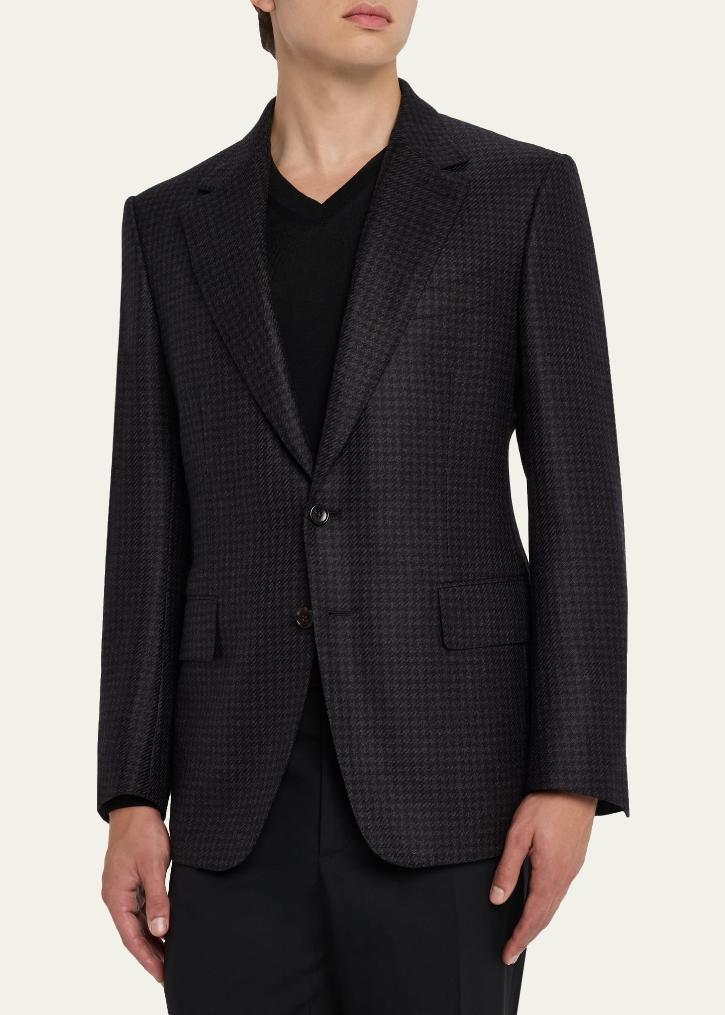 Men's Wool Pied De Poule Single-Breasted Sport Coat - 4