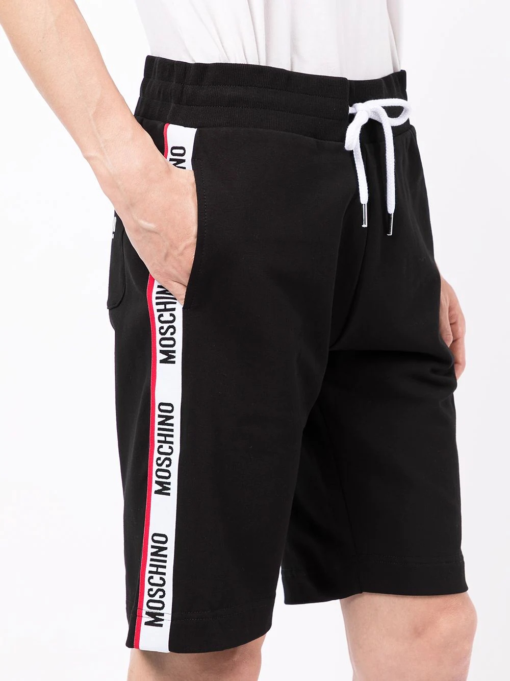 logo-tape cotton track shorts - 5