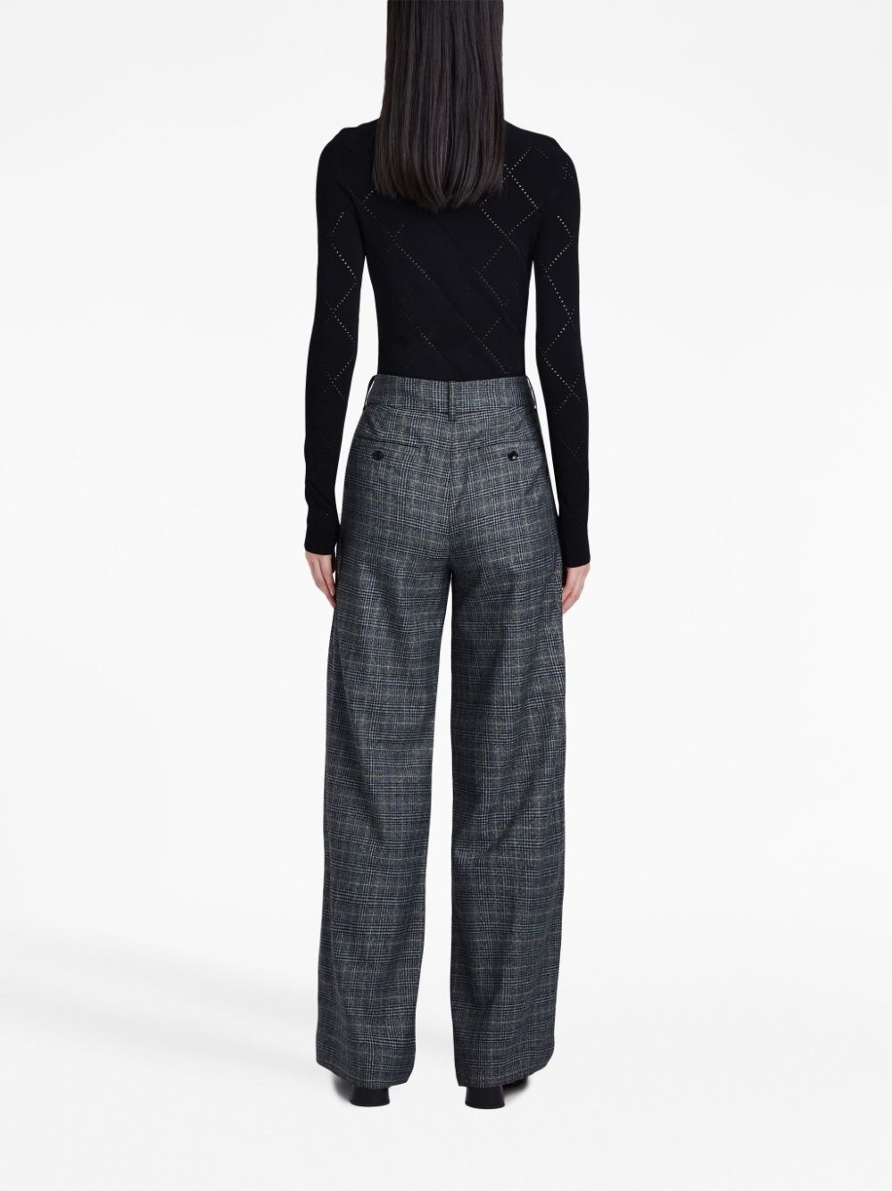 plaid wide-leg tailored trousers - 5