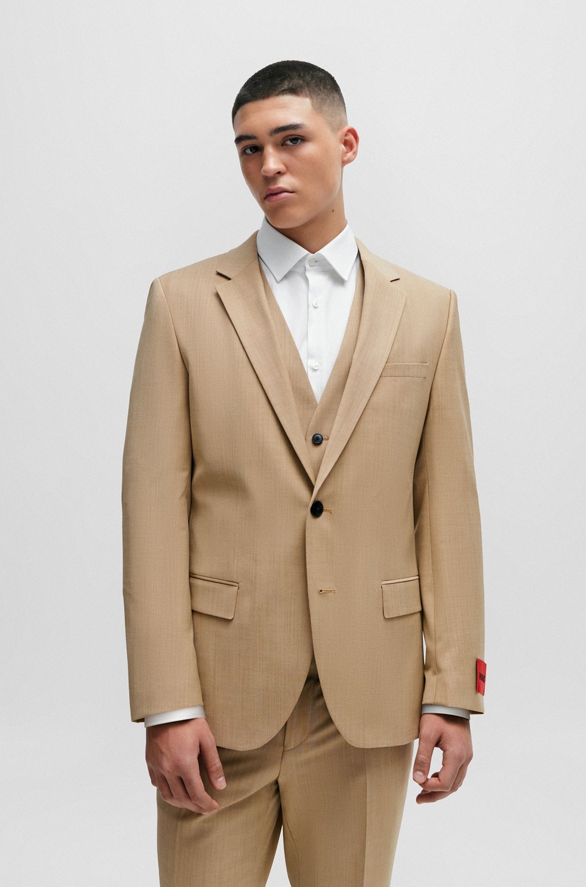 SLIM-FIT JACKET IN PATTERNED SUPER-FLEX FABRIC - 2
