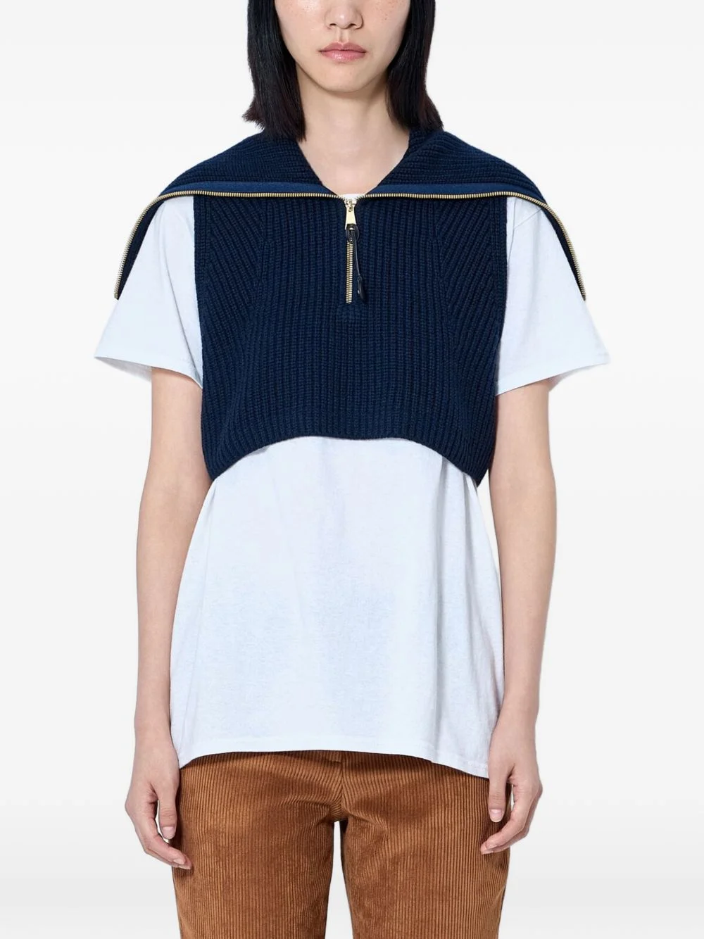wool & cashmere zip-up cape - 1