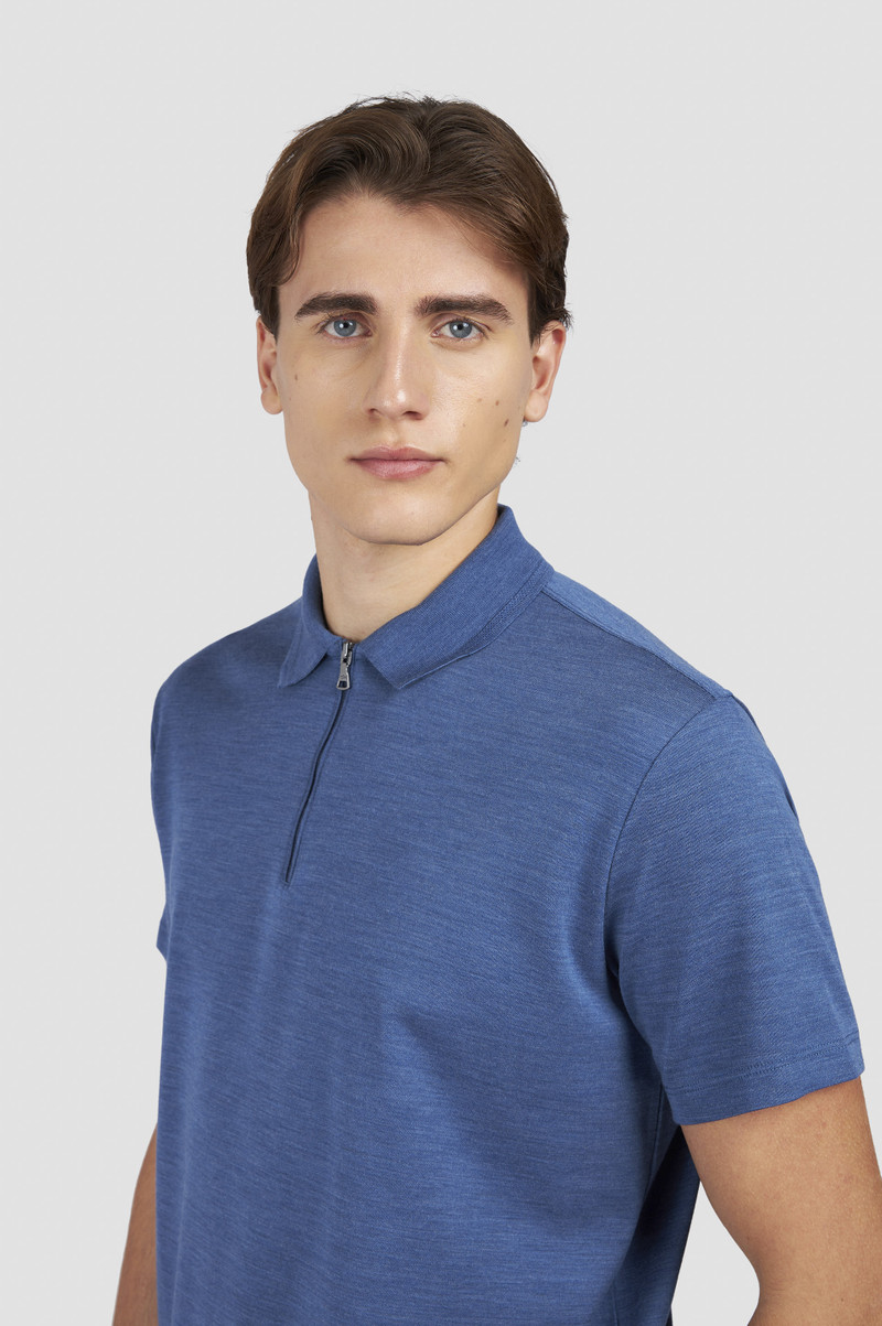 WOOL AND SILK POLO SHIRT WITH ZIP 4
