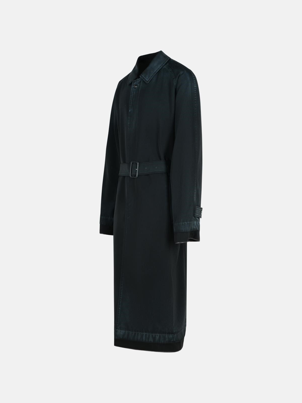 BLACK VIRGIN WOOL TRENCH COAT - 2