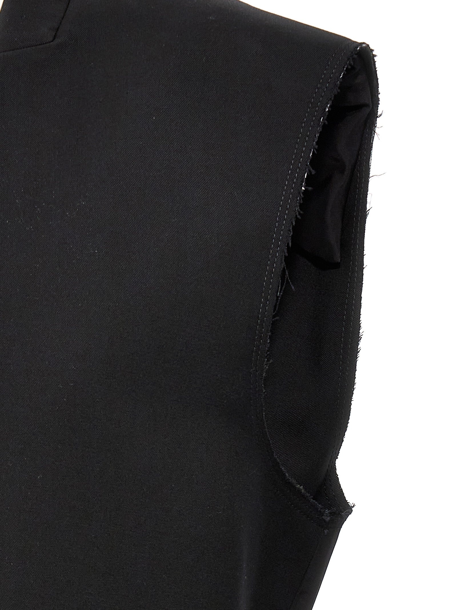 Two-Material Long Vest Gilet Black - 4