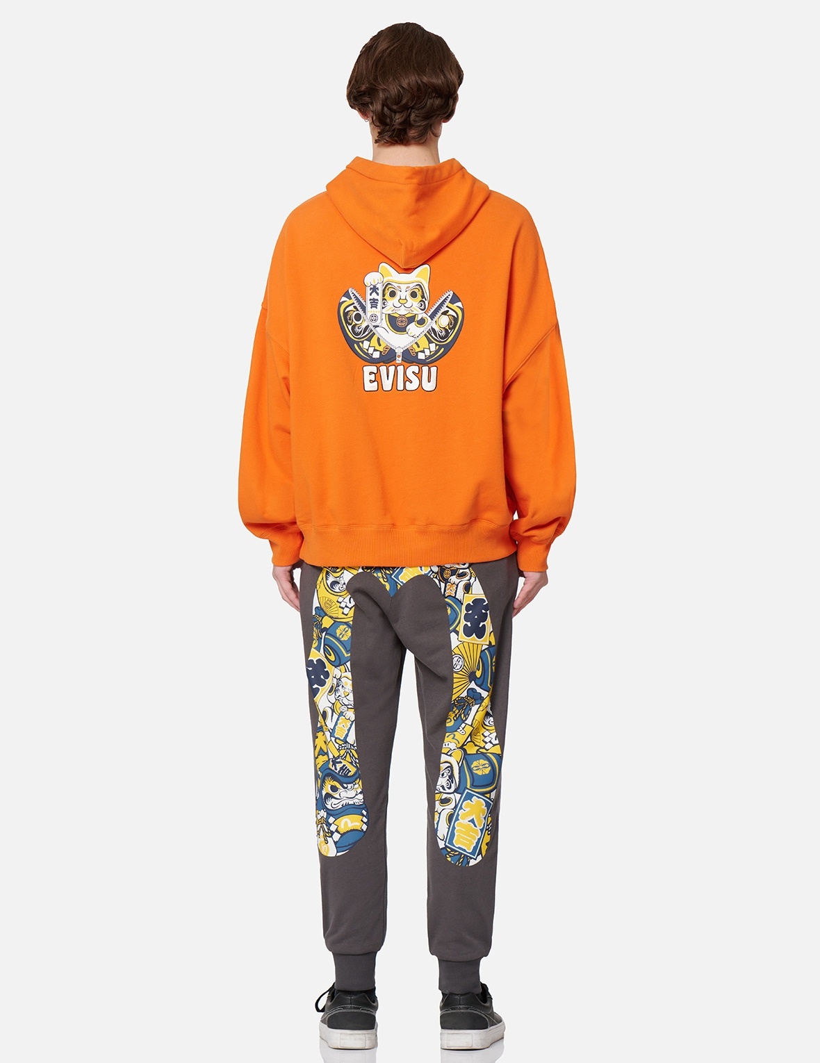 EVISU SQUAD DAICOCK PRINT WITH FORTUNE CAT EMBROIDERY SWEATPANTS - 5