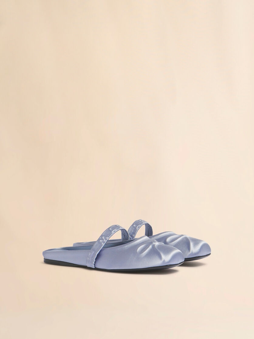LIGHT GREY SATIN LITTLE BOW SABOT BALLET FLAT - 2