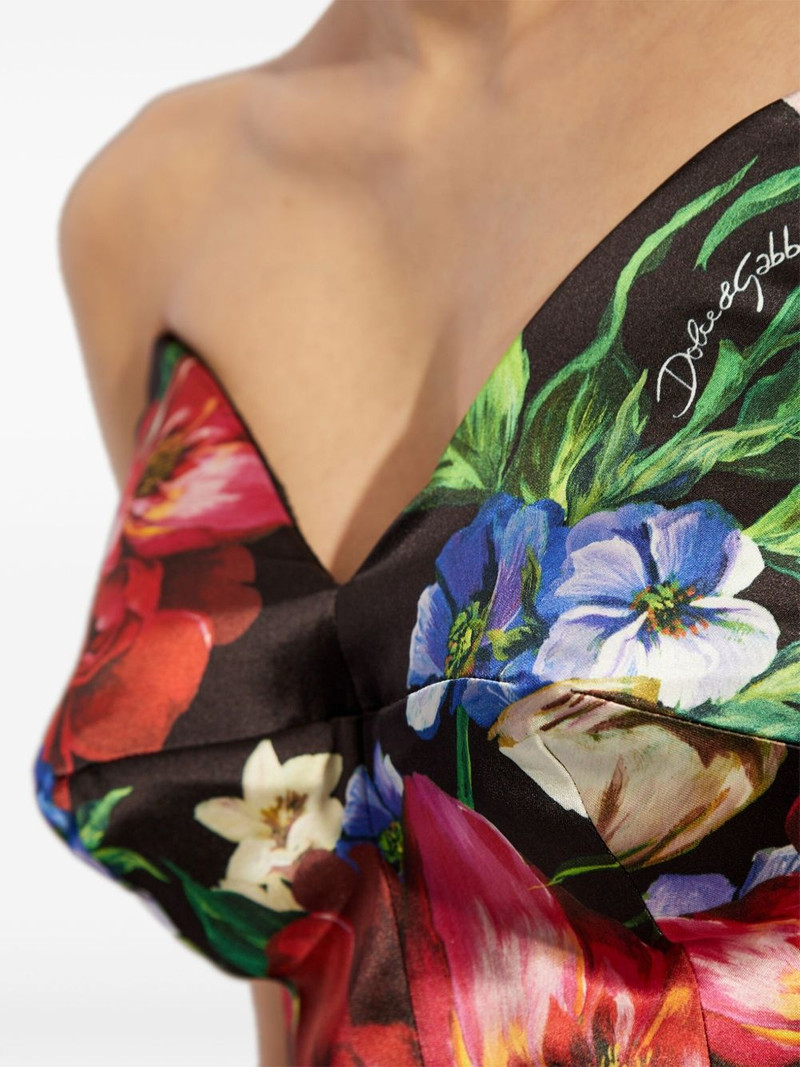 Rose-print strapless top 5