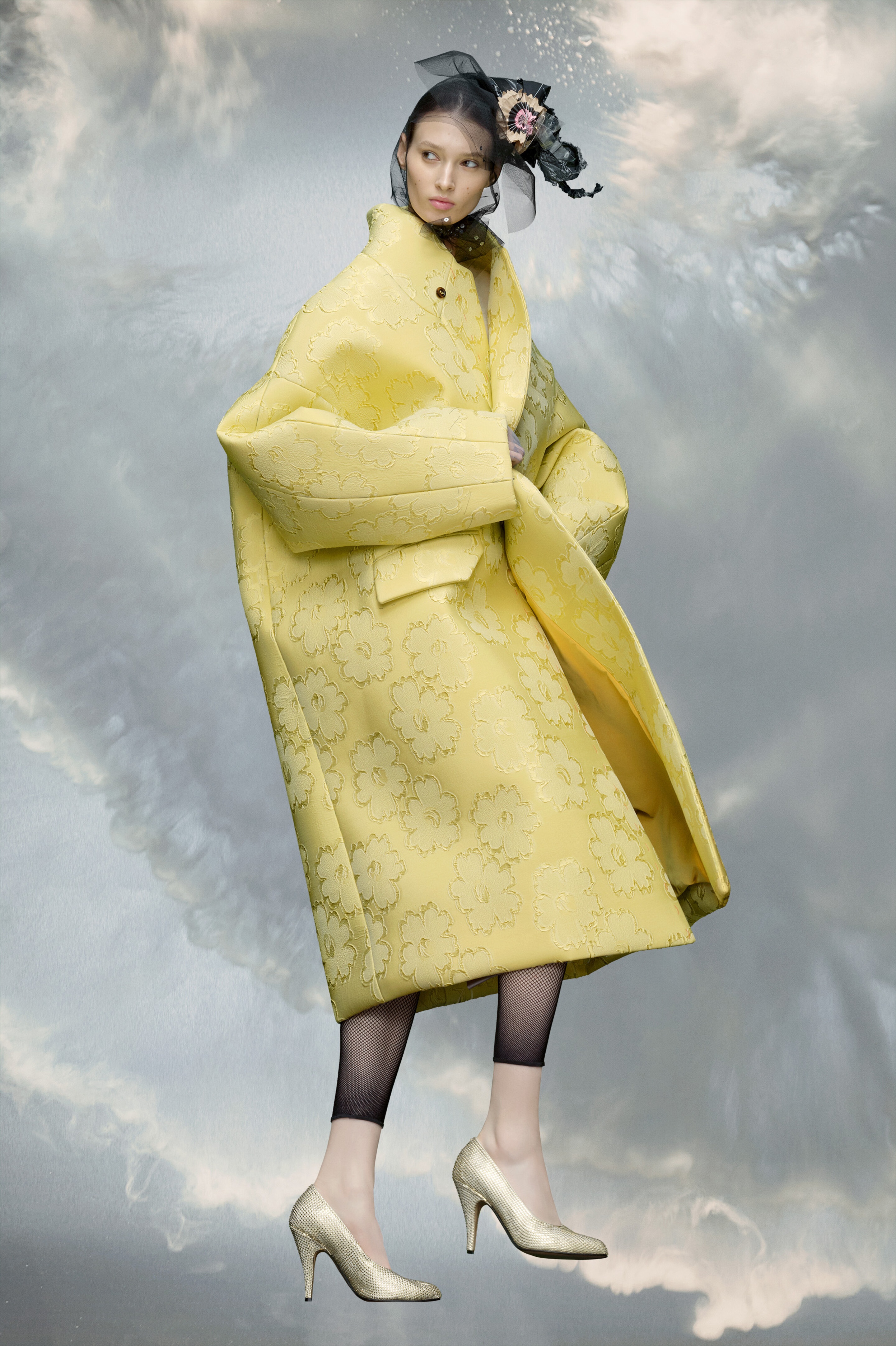 Cloqué flower oversized coat - 3