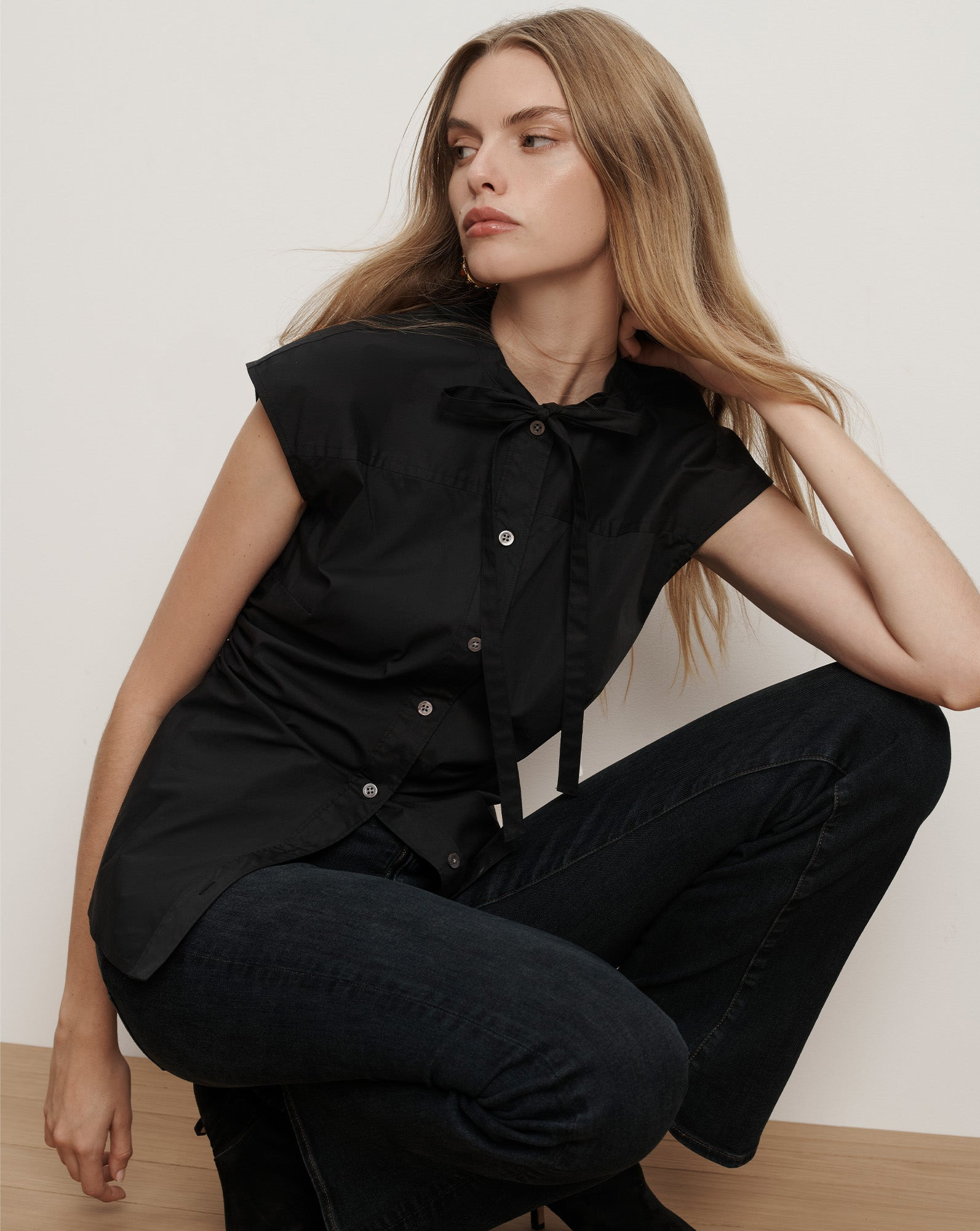 JOON TIE-NECK BUTTON-DOWN BLOUSE - 2