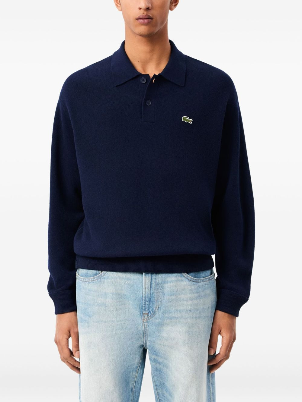 LONG SLEEVE WOOL POLO SHIRT - 5