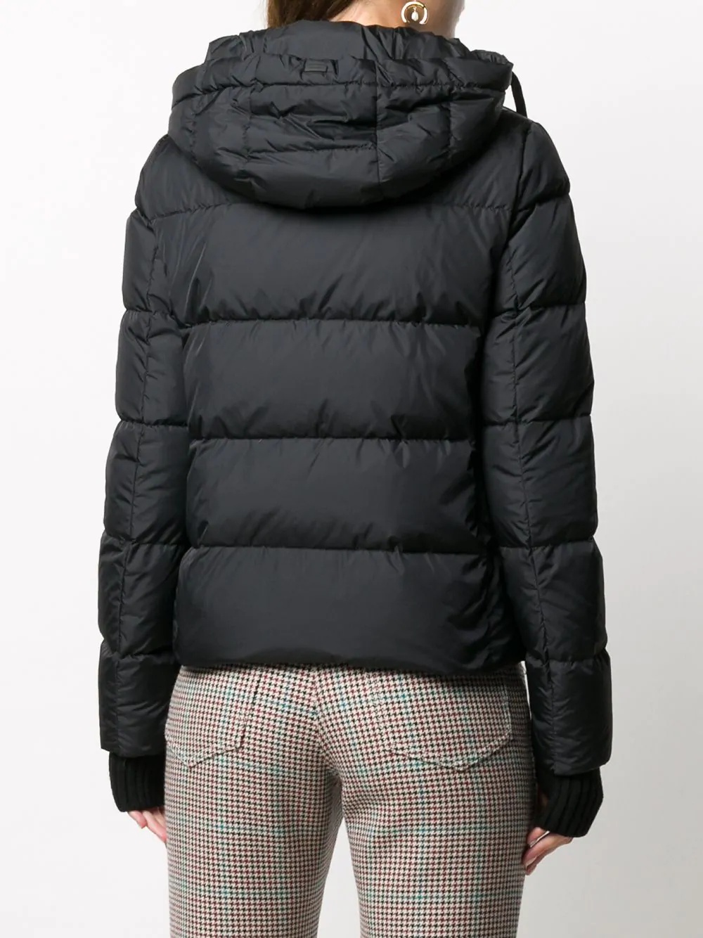 feather-down puffer jacket with detachable hood and glove detailing - 4