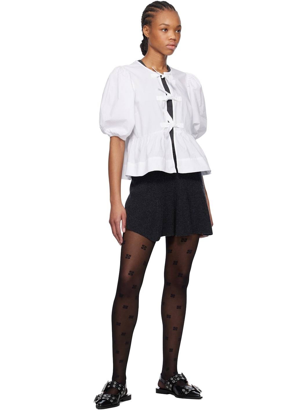Black Feminine Buckle Flats - 5