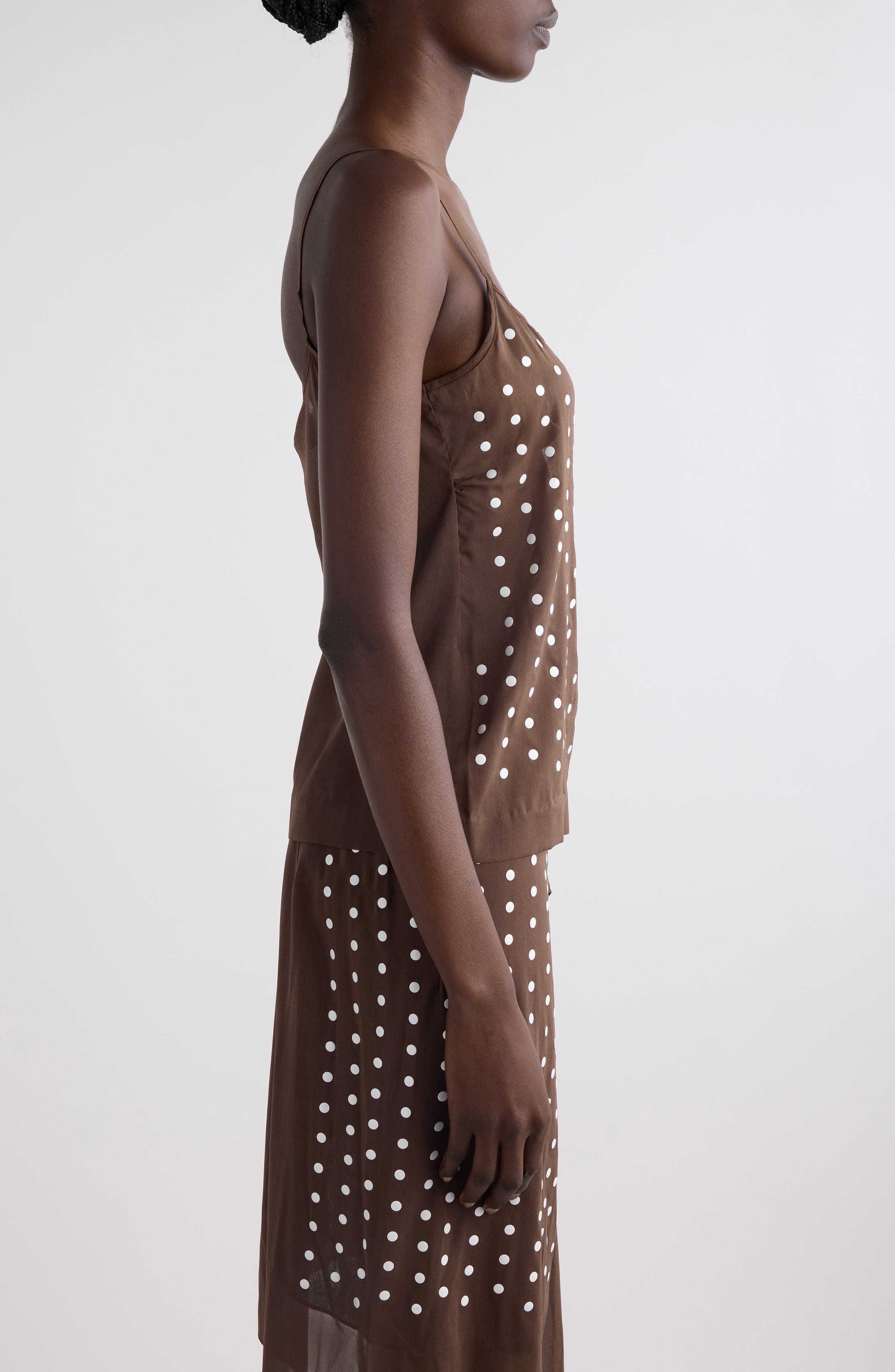 Dries Van Noten Calipso Polka Dot Stretch Silk Camisole in Brown at Nordstrom - 4