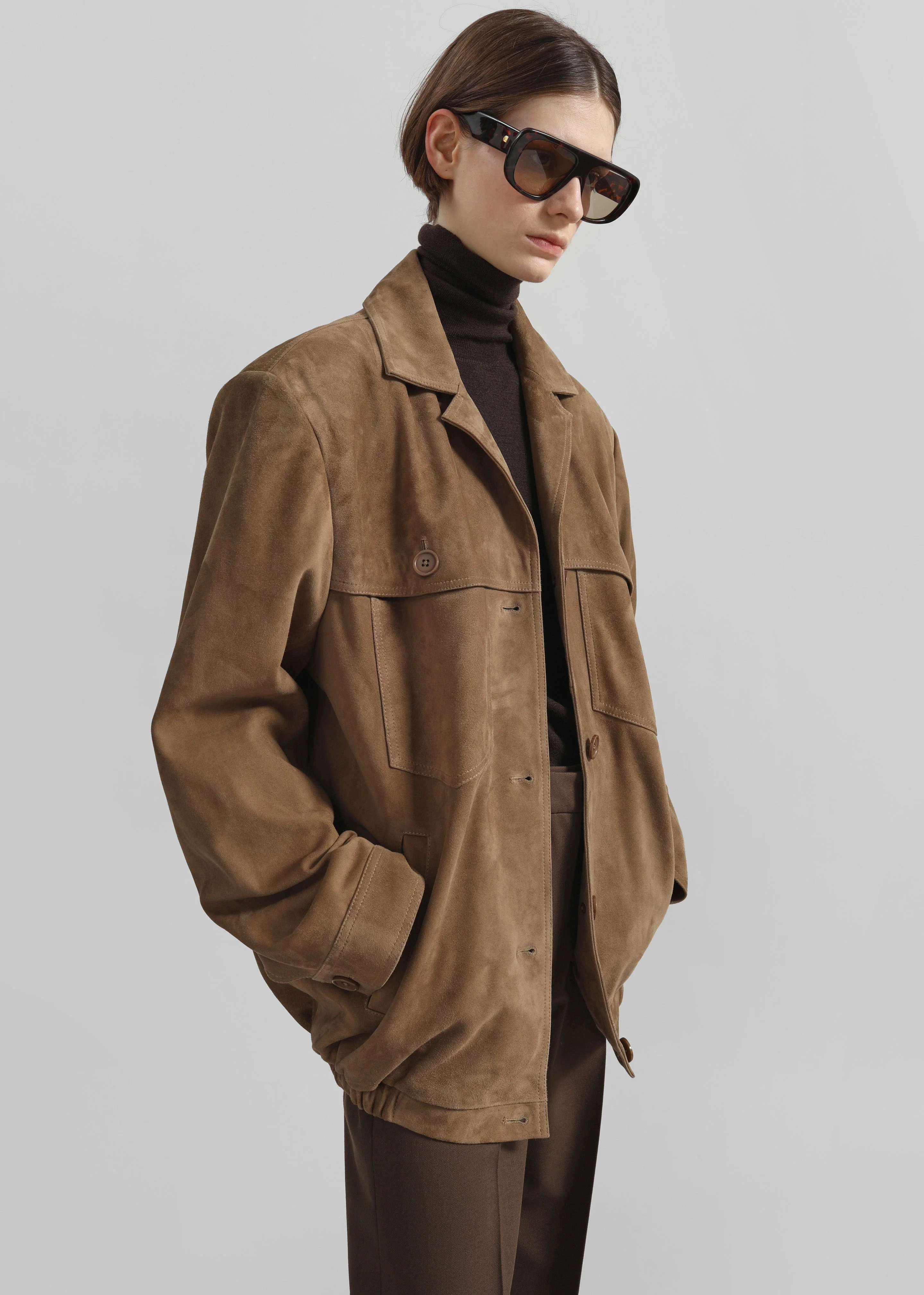 Hester Faux Suede Jacket - Camel - 1