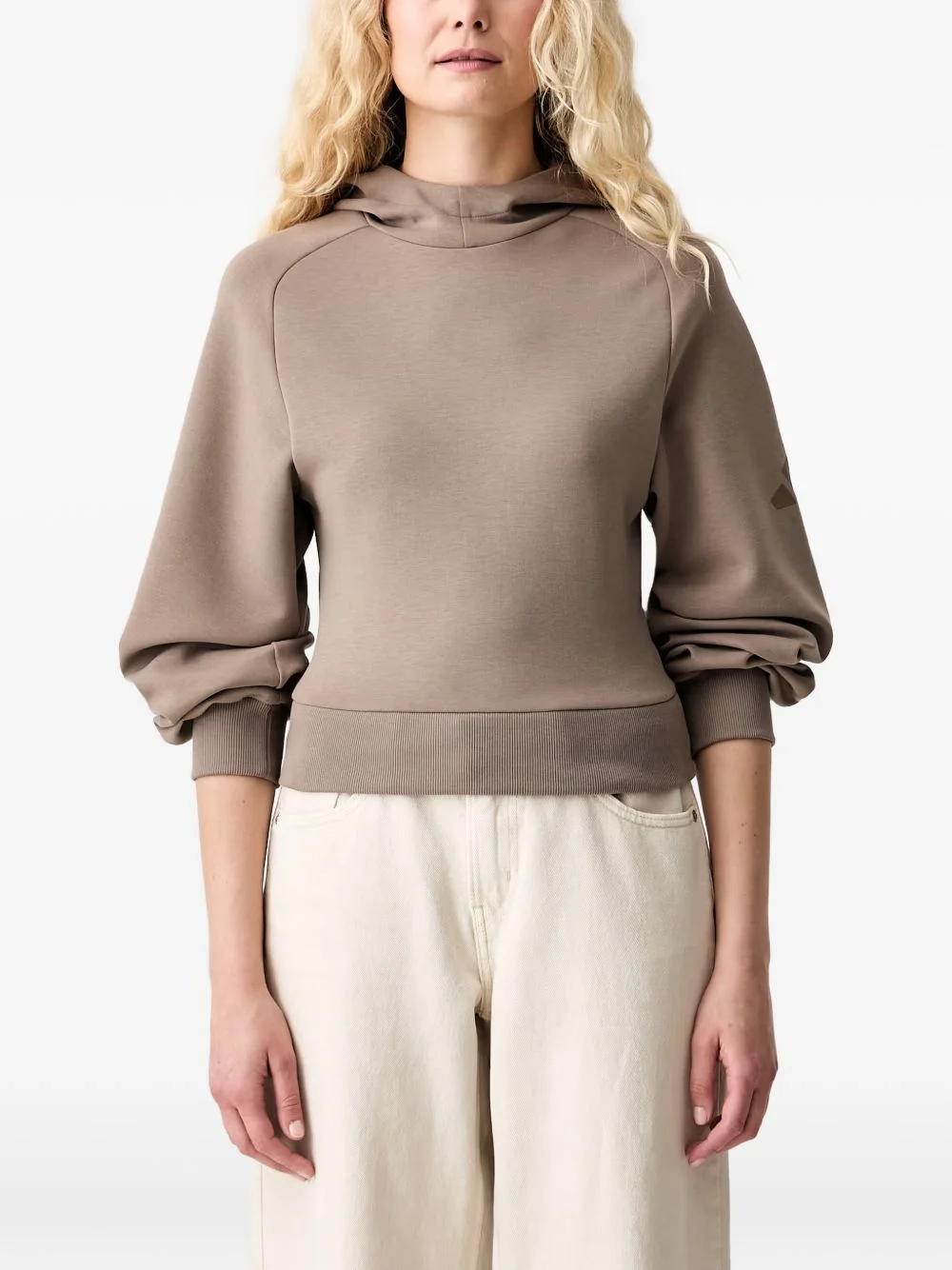 Soft Lux logo-patch long-sleeve hoodie - 1