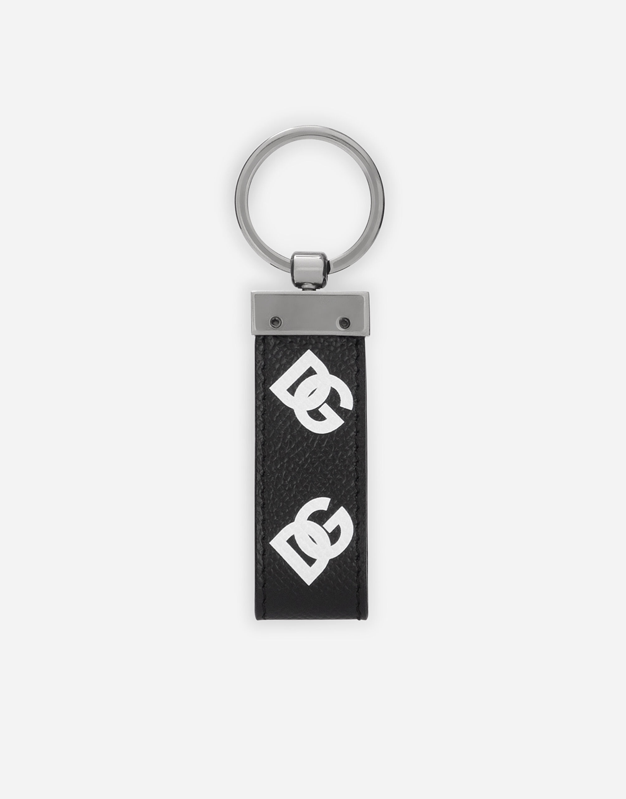 Calfskin key chain with all-over DG print - 2