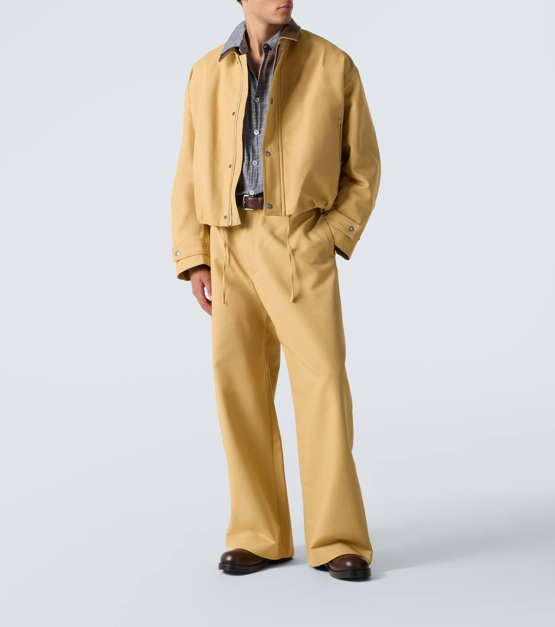 Leather-trimmed cotton twill jacket - 2