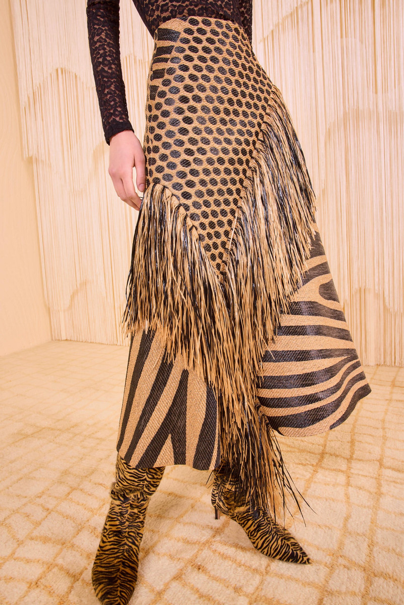 ULLA JOHNSON Arden Asymmetric Fringe Skirt outlook