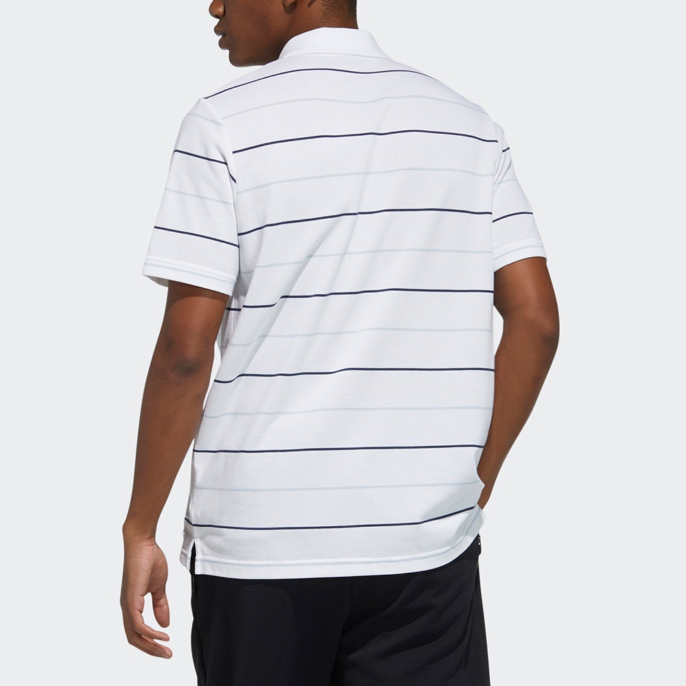 adidas Striped Sports Casual Short Sleeve Polo Shirt White GP1000 - 4