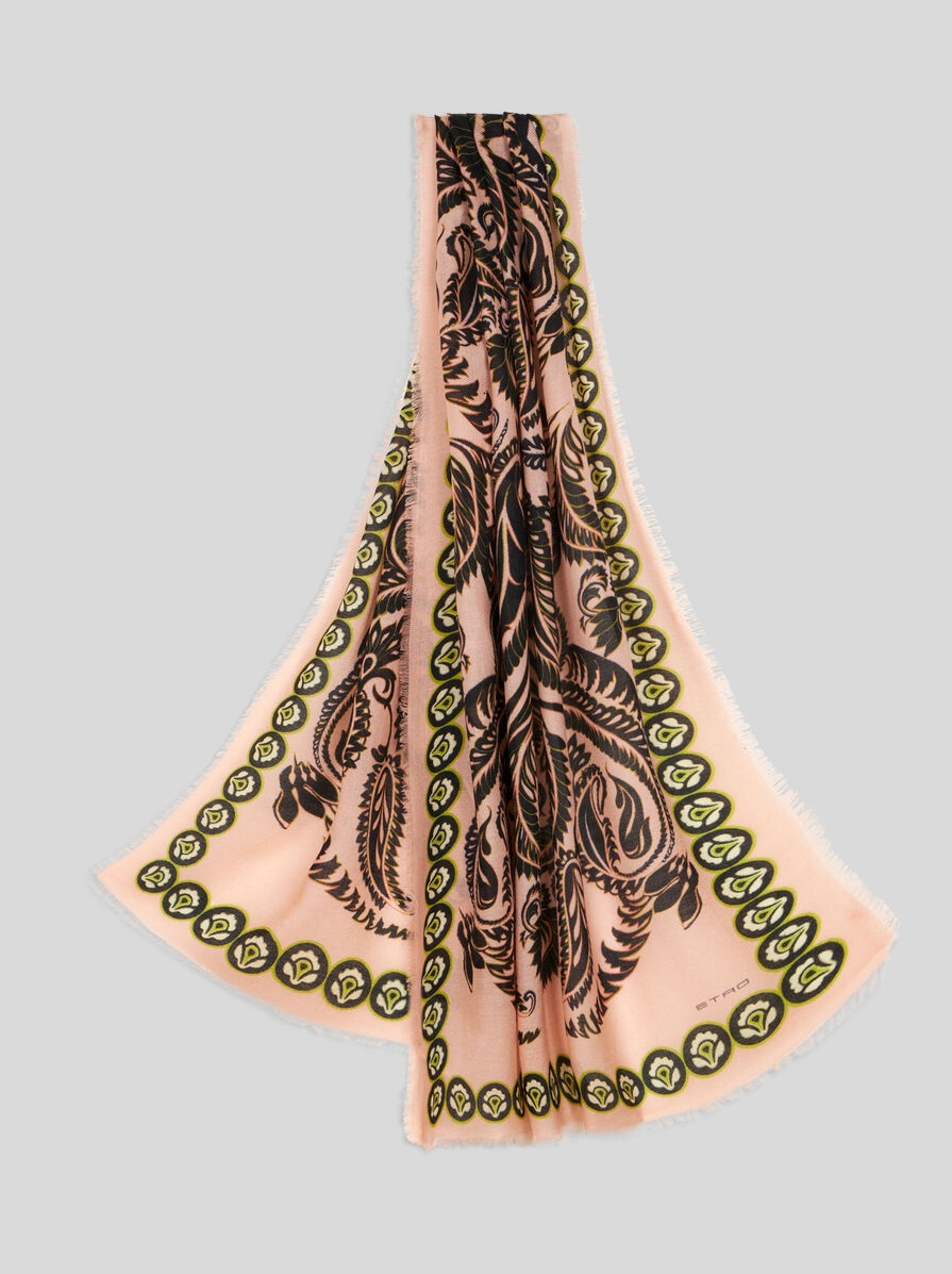 PRINTED CASHMERE AND SILK SCARF - 1