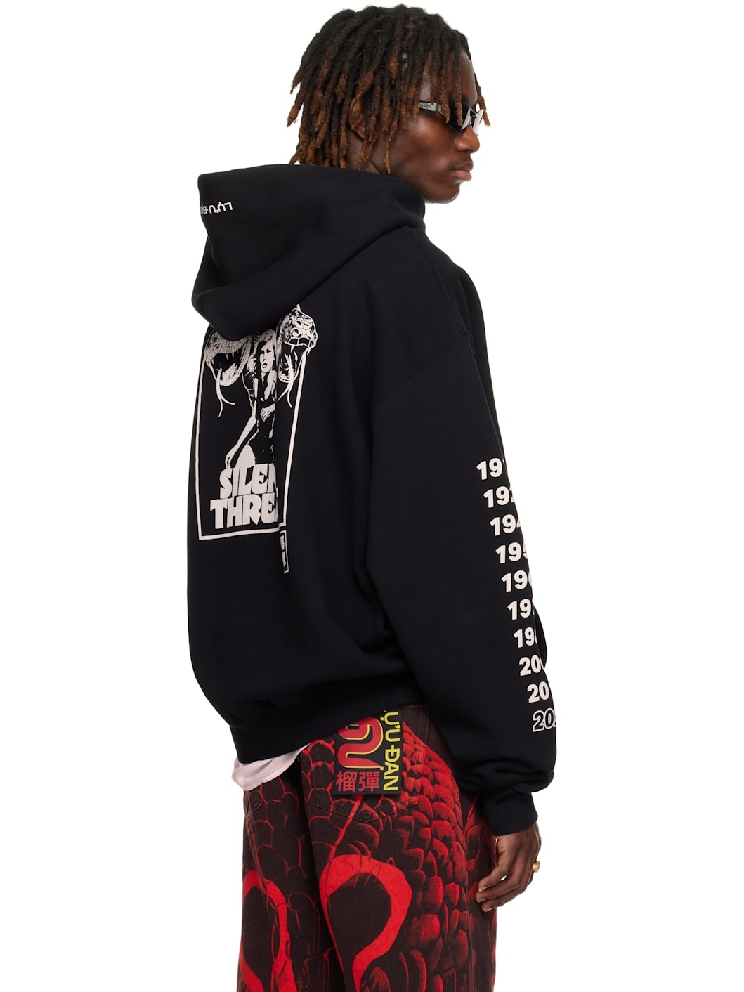 Black 'Year of the Snake' Oversized Hoodie - 3