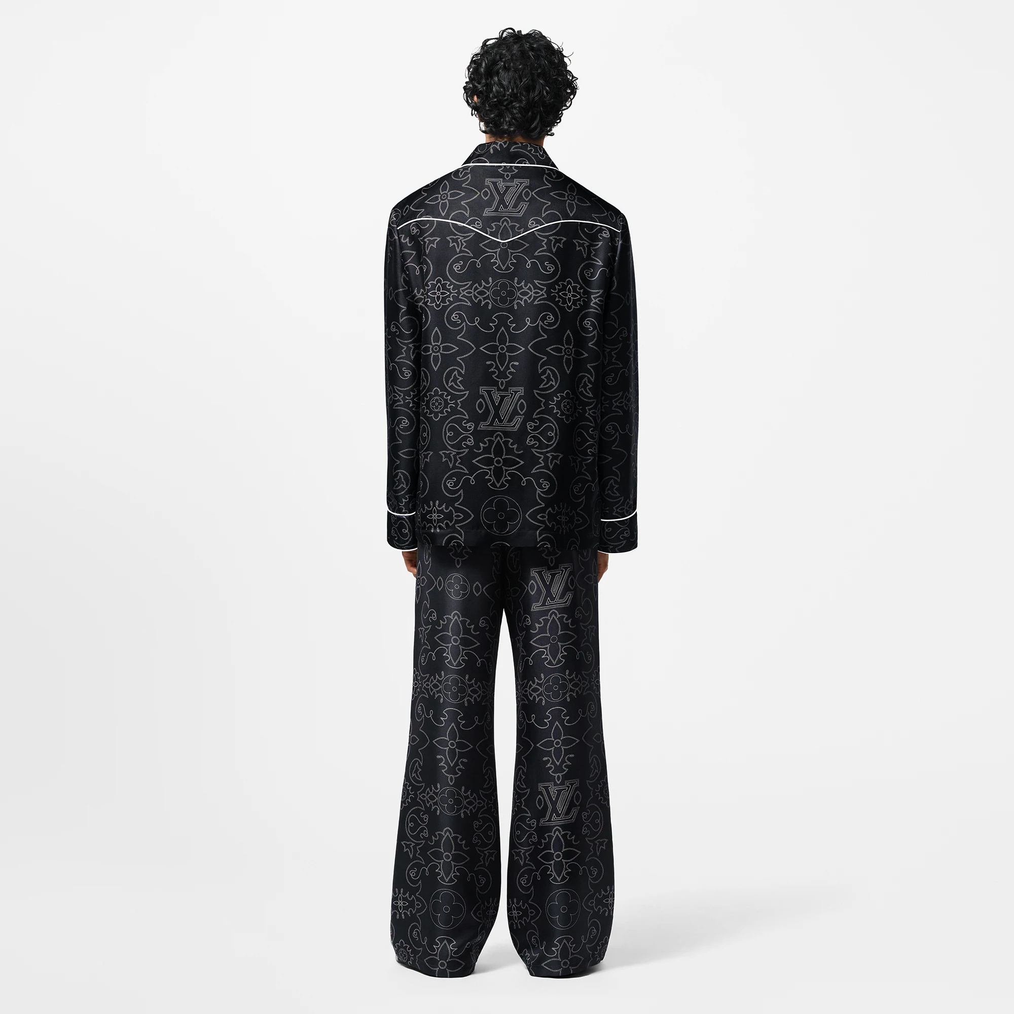 Printed Long-Sleeved Silk Pyjama Overshirt - 3