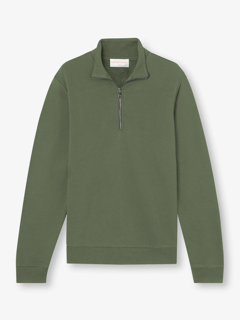 Men's Half-Zip Pullover Quinn Cotton Modal Soft Green - 2