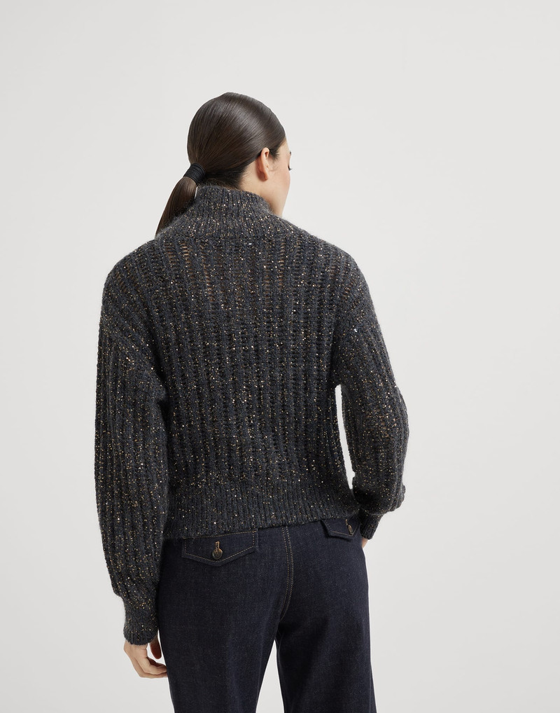 Brunello Cucinelli Soft wool, cashmere and mohair dazzling rib cardigan outlook