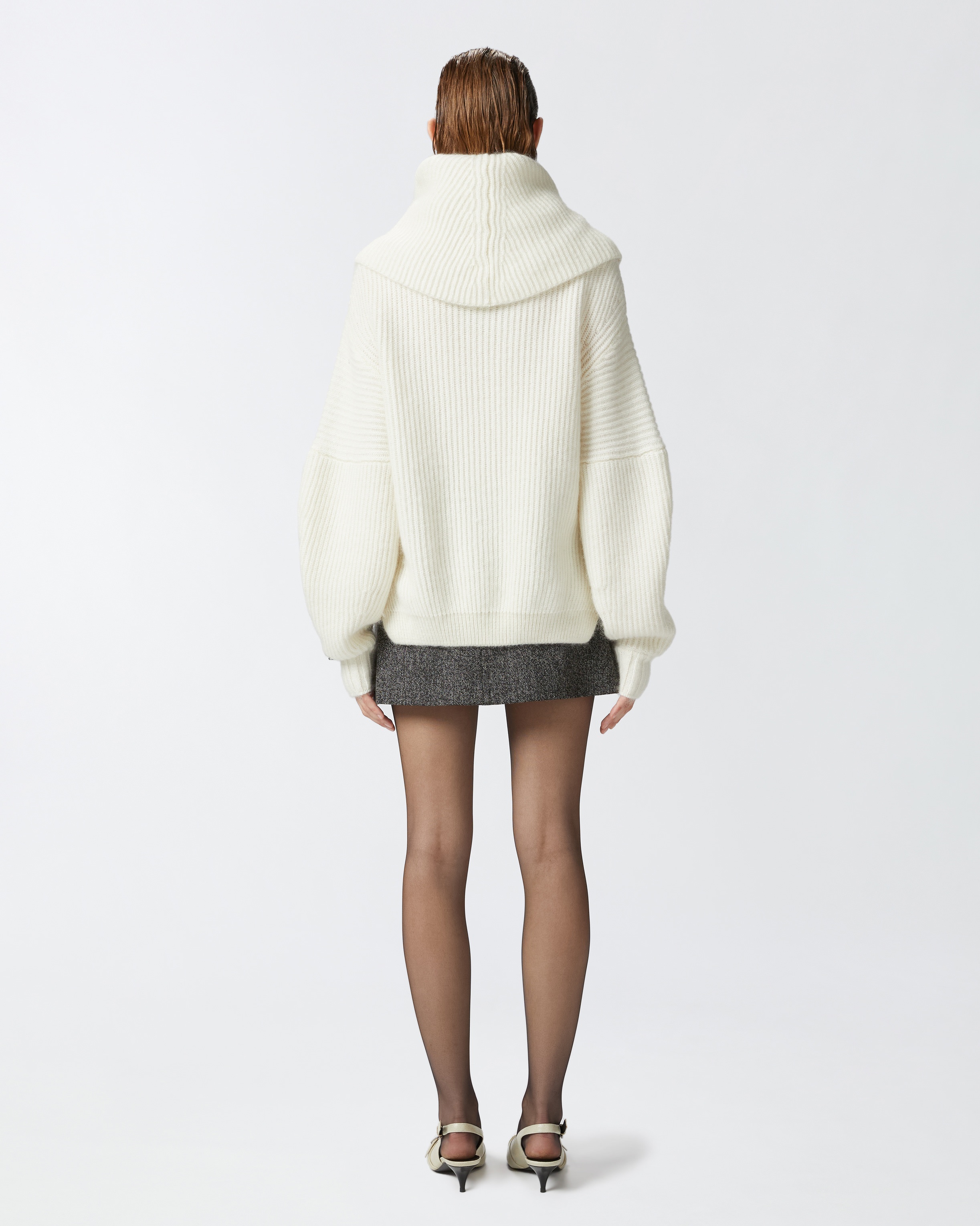 RIBBED PULLOVER WITH LARGE FOLD-OVER NECK - 4