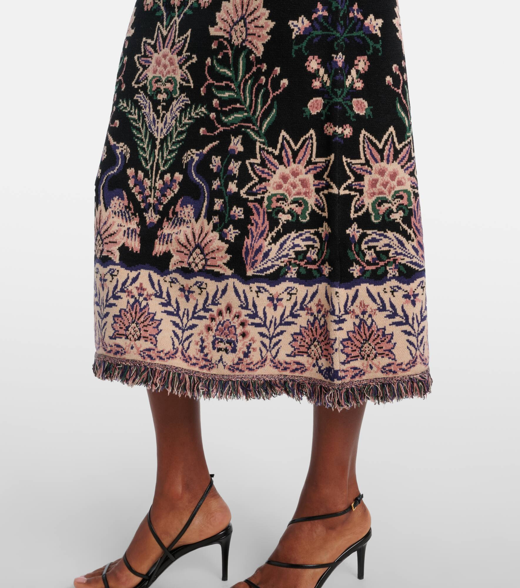 Marvelous Garden fringed high-rise midi skirt - 5