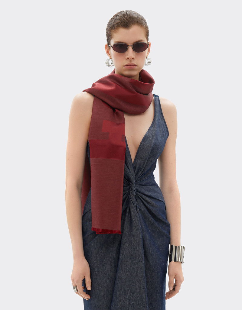 Wool and silk scarf with Ferrari logo 3