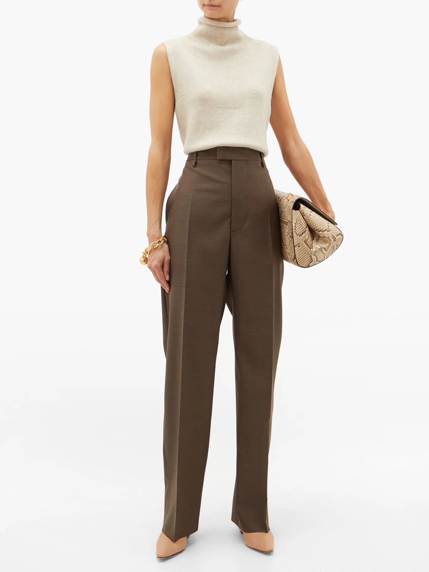 High-rise wool wide-leg trousers - 2