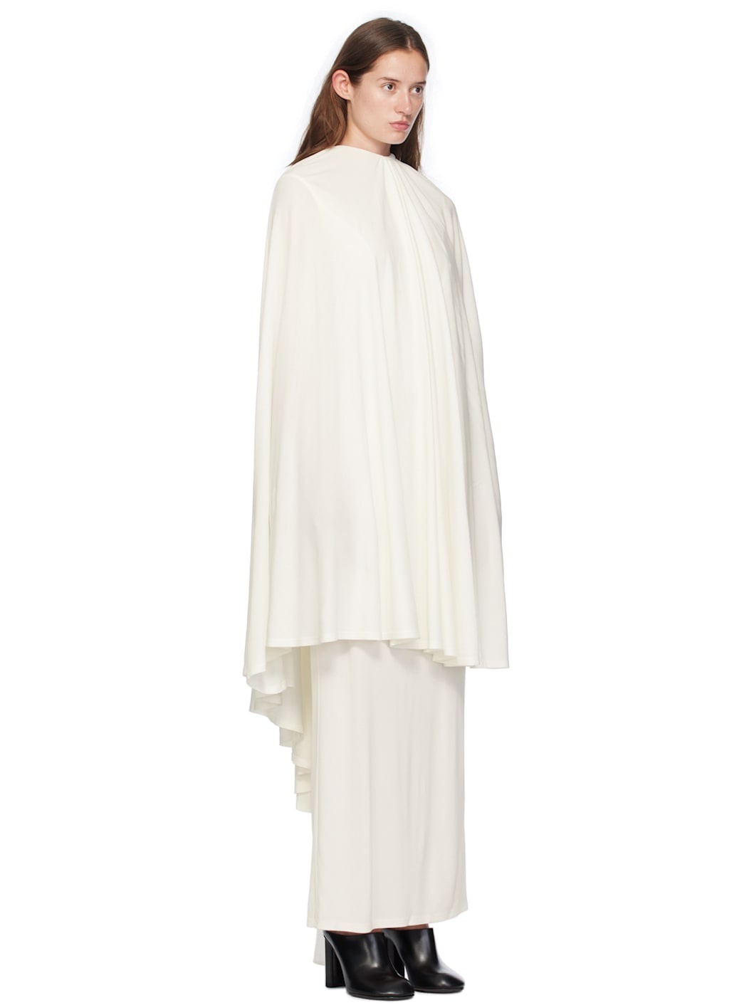 Off-White Cape-Style Maxi Dress - 2