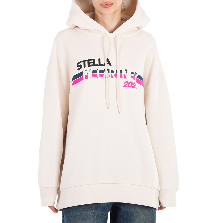 Stella Mccartney Ladies Cream Moto Logo-print Hoodie - 3