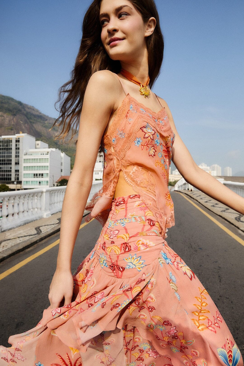 FARM RIO Mocha Boho Enhance Lace Blouse outlook