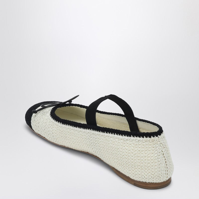 Miu Miu Ballerina In White And Black Crochet Knit Women - 2
