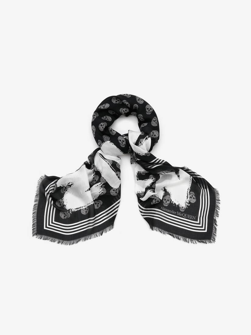 Mcqueen Graffiti Biker Foulard in Black/ivory - 2