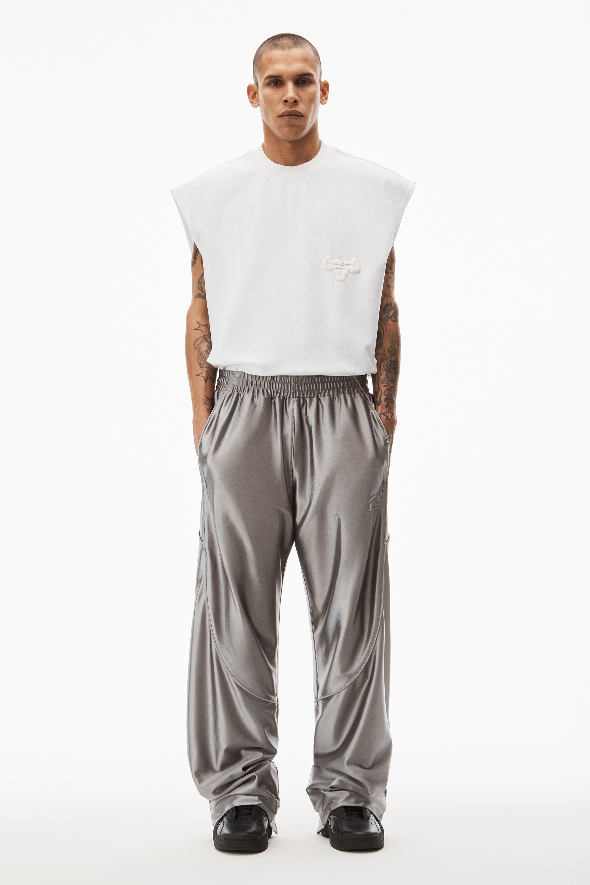 TRACK PANTS IN SATIN FAILLE JERSEY - 2