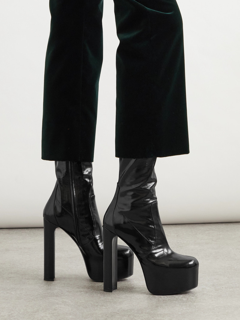SAINT LAURENT Billy Paneled Leather Boots outlook