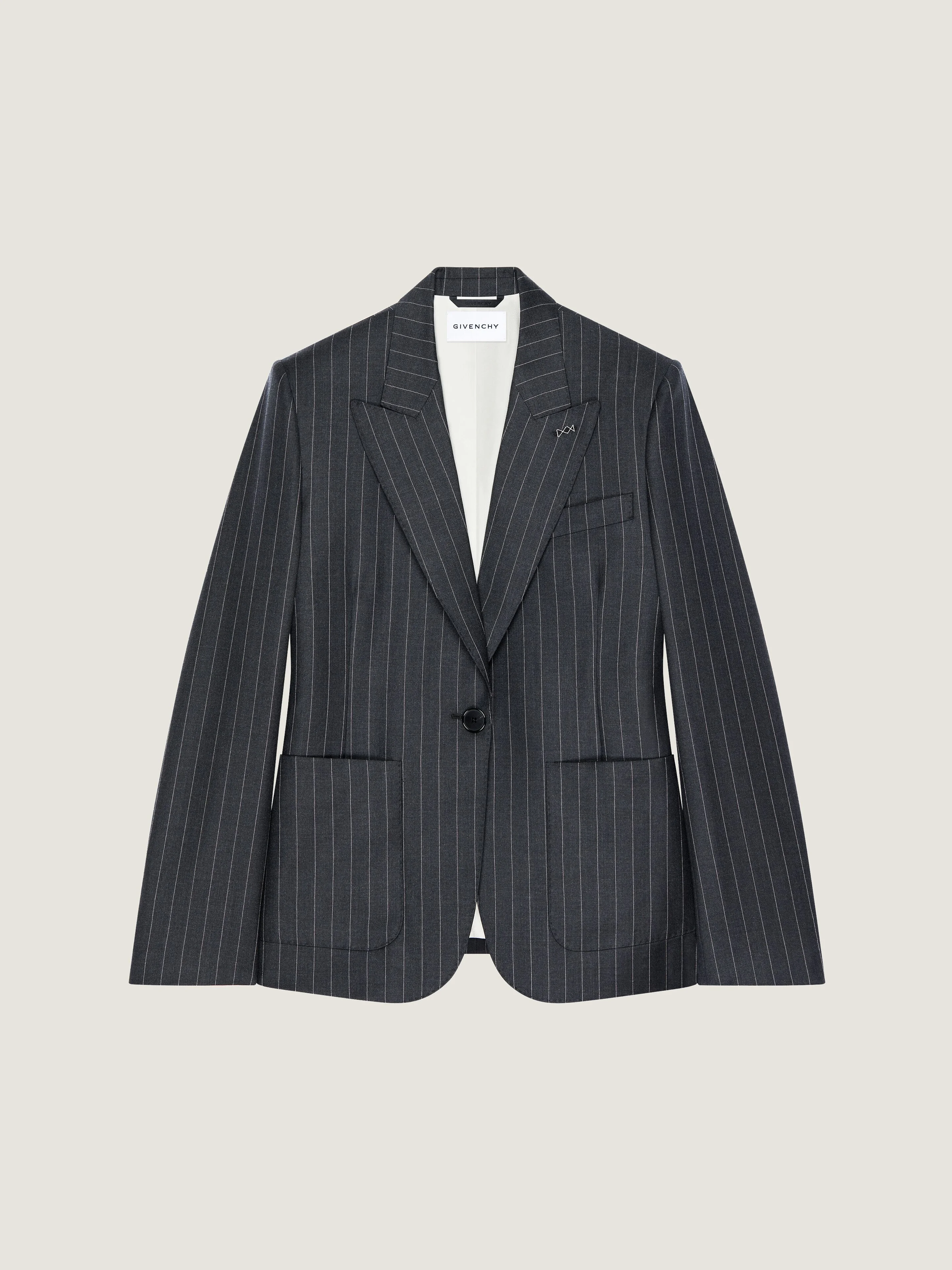 SINGLE-BREASTED STRIPED JACKET IN WOOL - 1