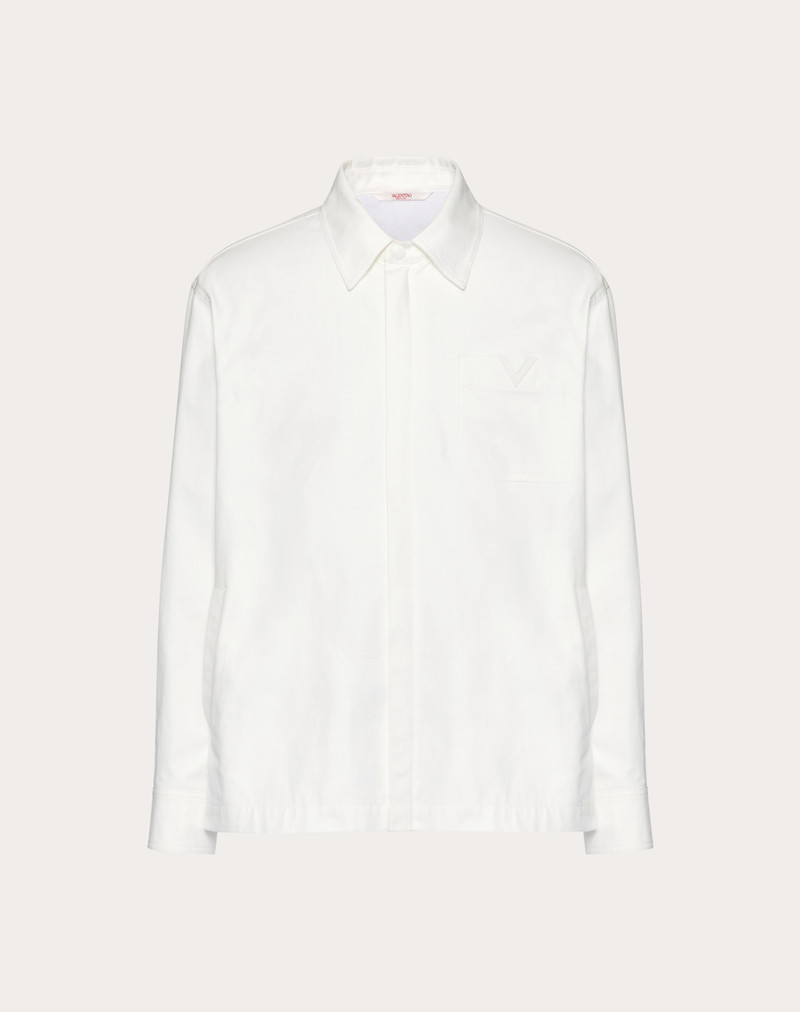 STRETCH COTTON CANVAS JACKET WITH RUBBERIZED V DETAIL 1