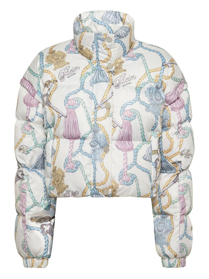 tassel-key print puffer jacket 1