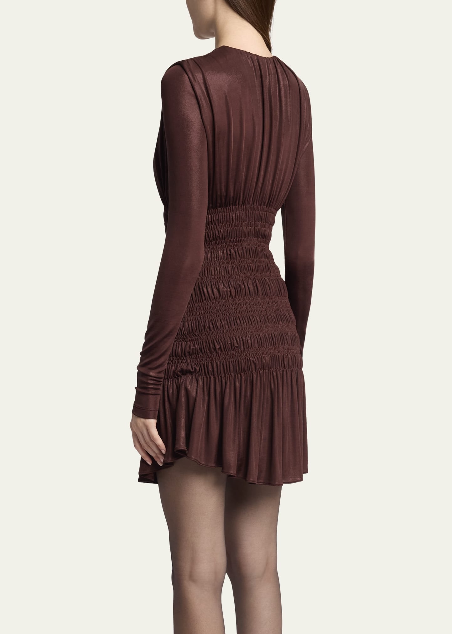 Ruched Long-Sleeve Mini Dress - 3