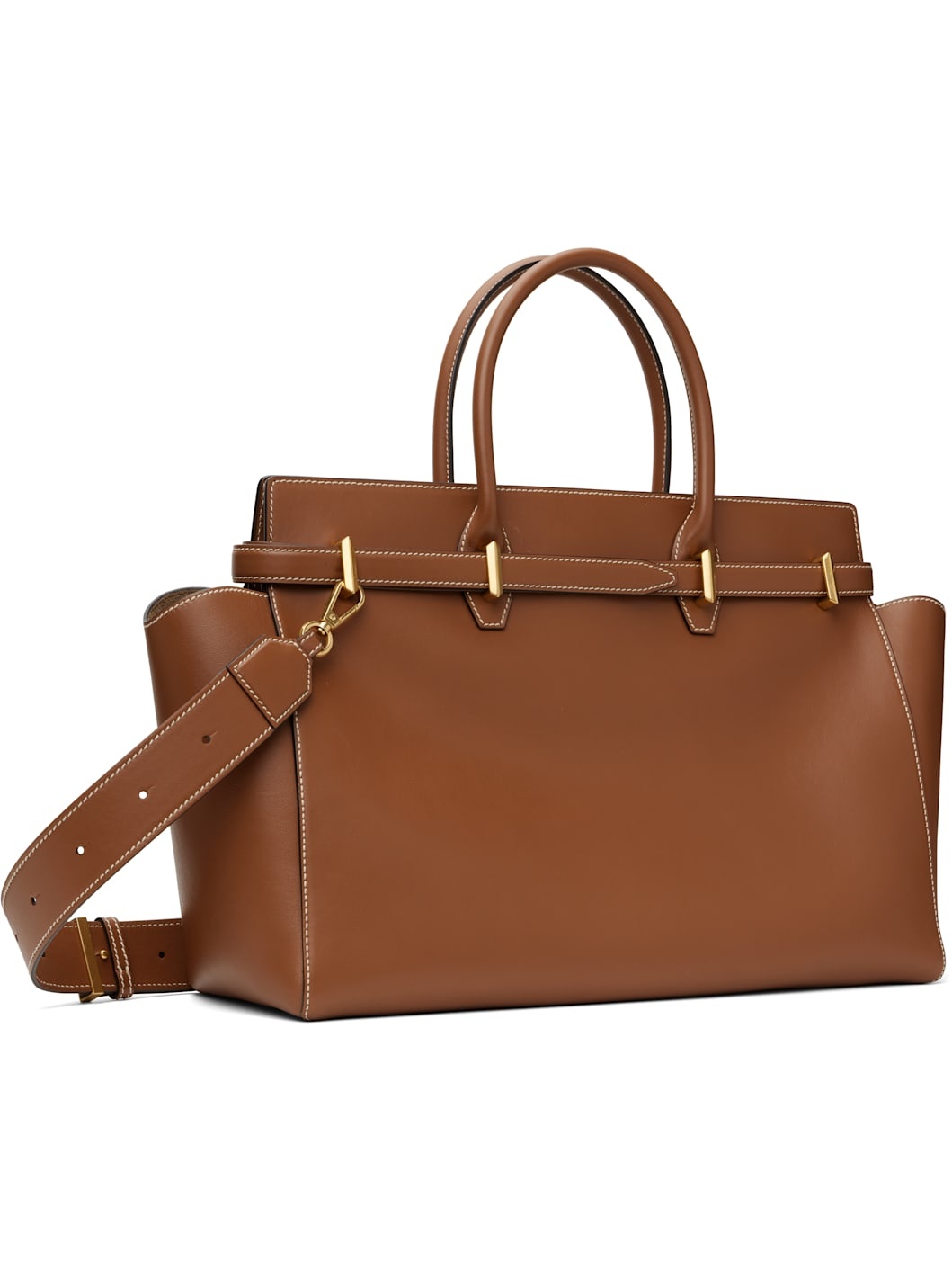 Brown Diamond Belted M Top Handle Bag - 3