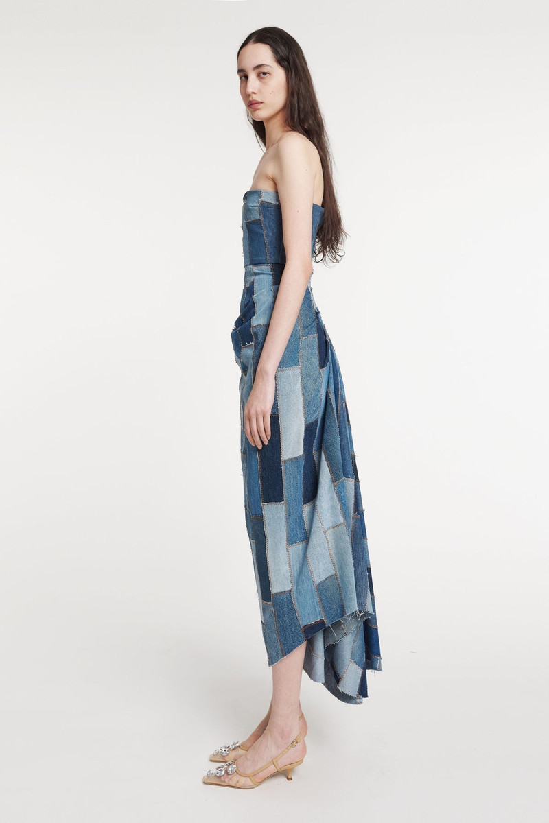 UPCYCLED DENIM DRESS WITH BACK GATHERING BLUE DENIM 6