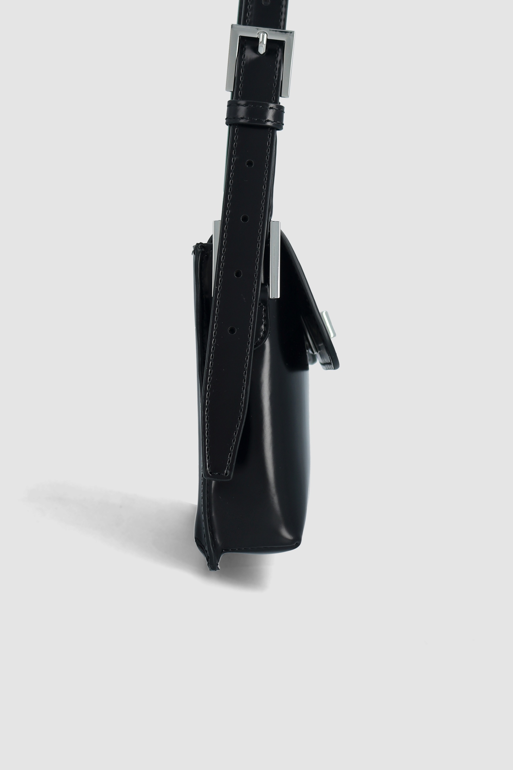 Billy Black Semi Patent Leather Shoulder Bag - 6